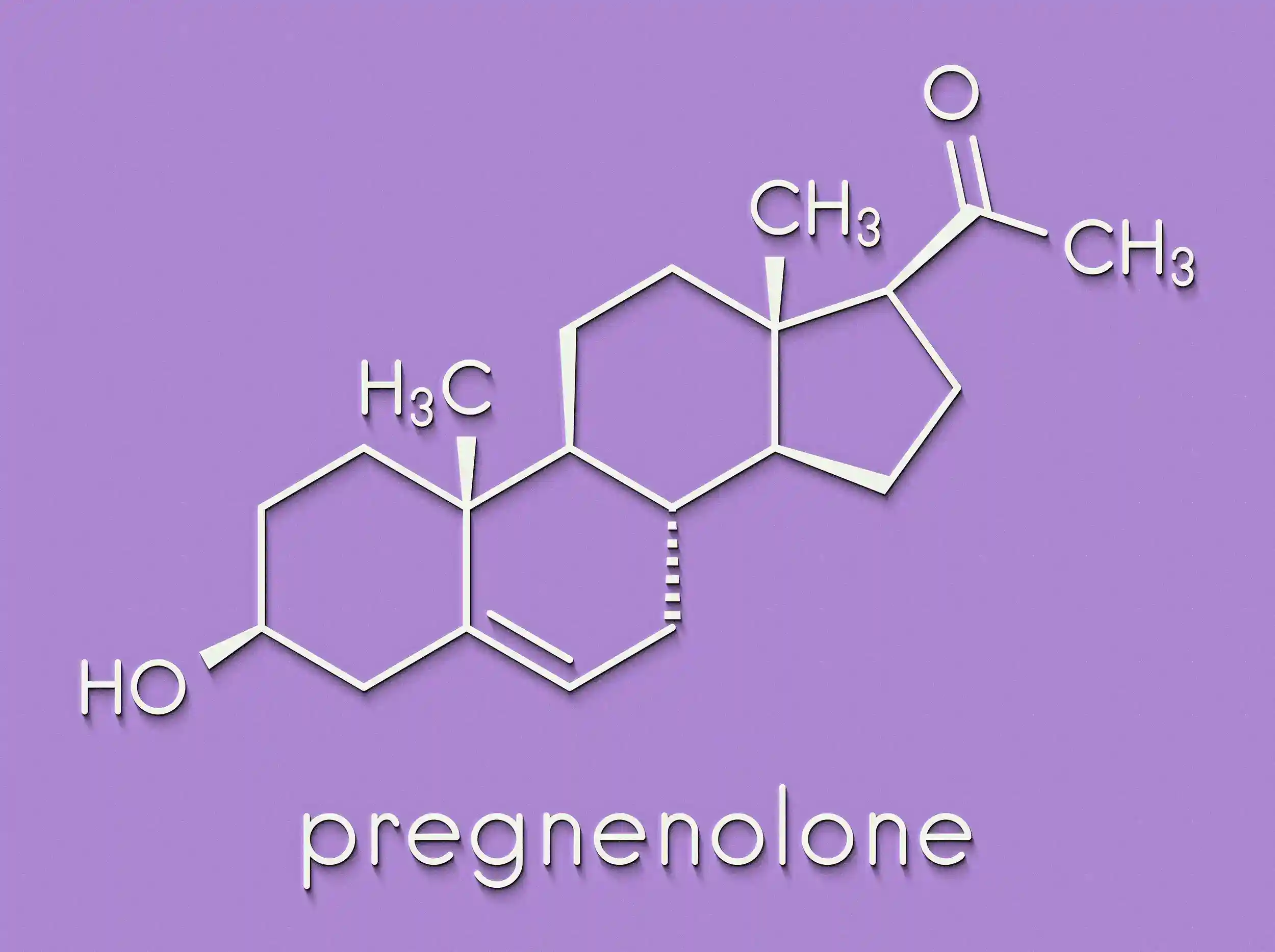 Pregnenolone neurosteroid and prohormone molecule, chemical structure. Skeletal formula.