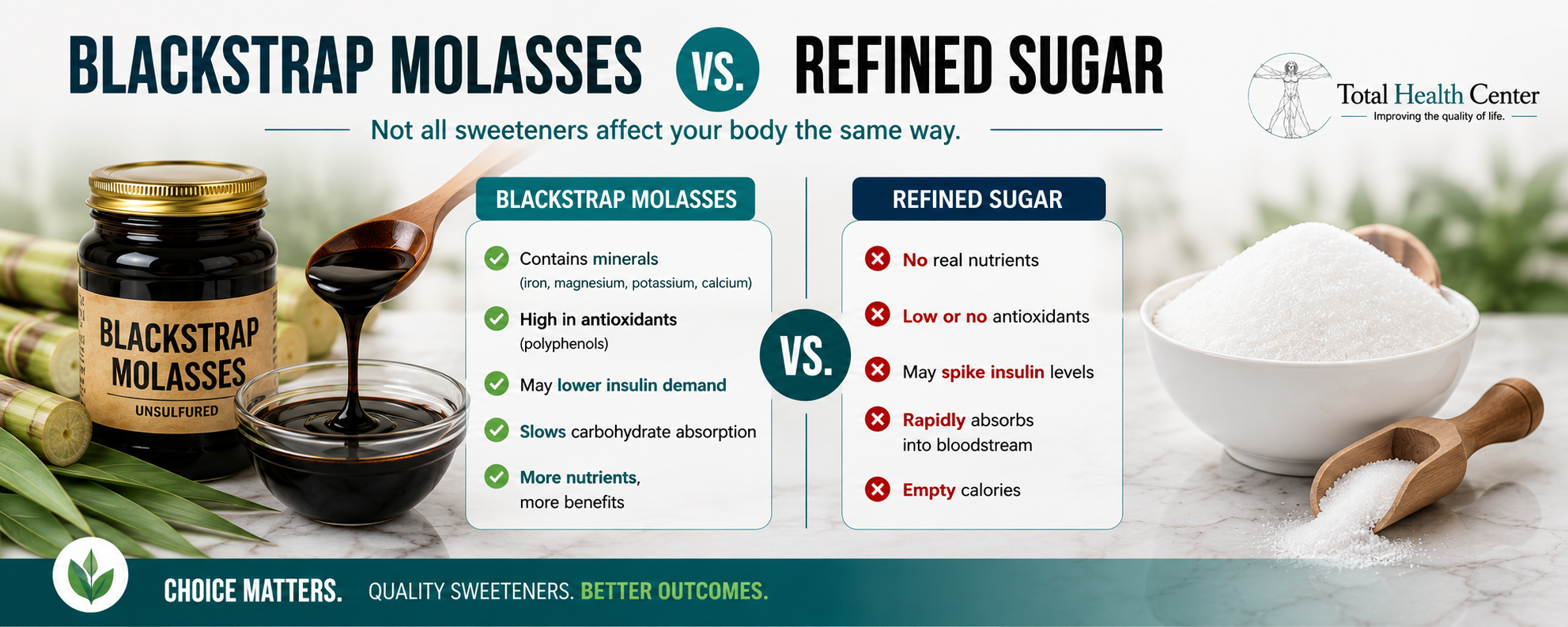 Blackstrap molasses versus refined sugar comparison for insulin response blood sugar and metabolic health