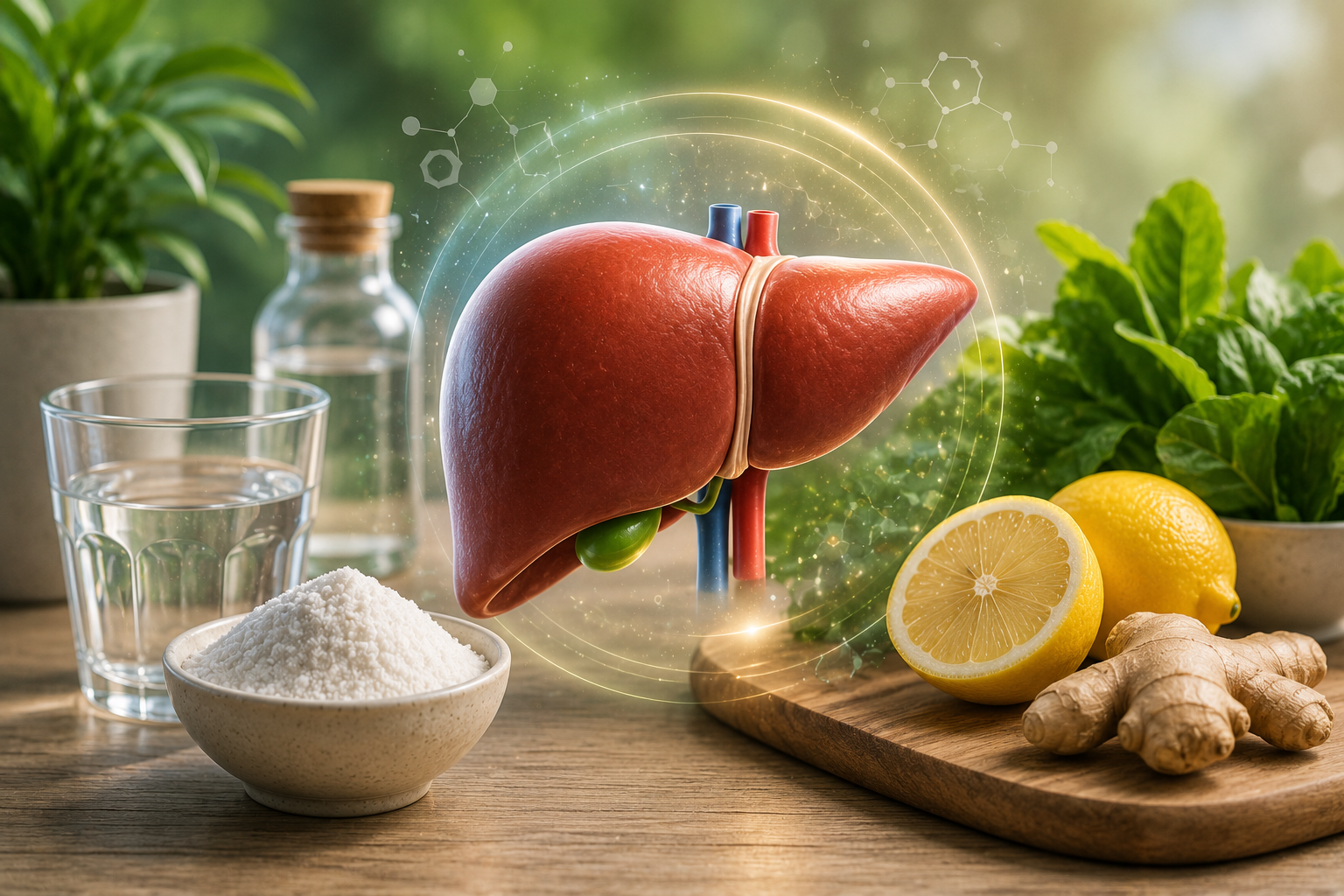 Liver health illustration representing glycine support for detoxification and healthy liver function