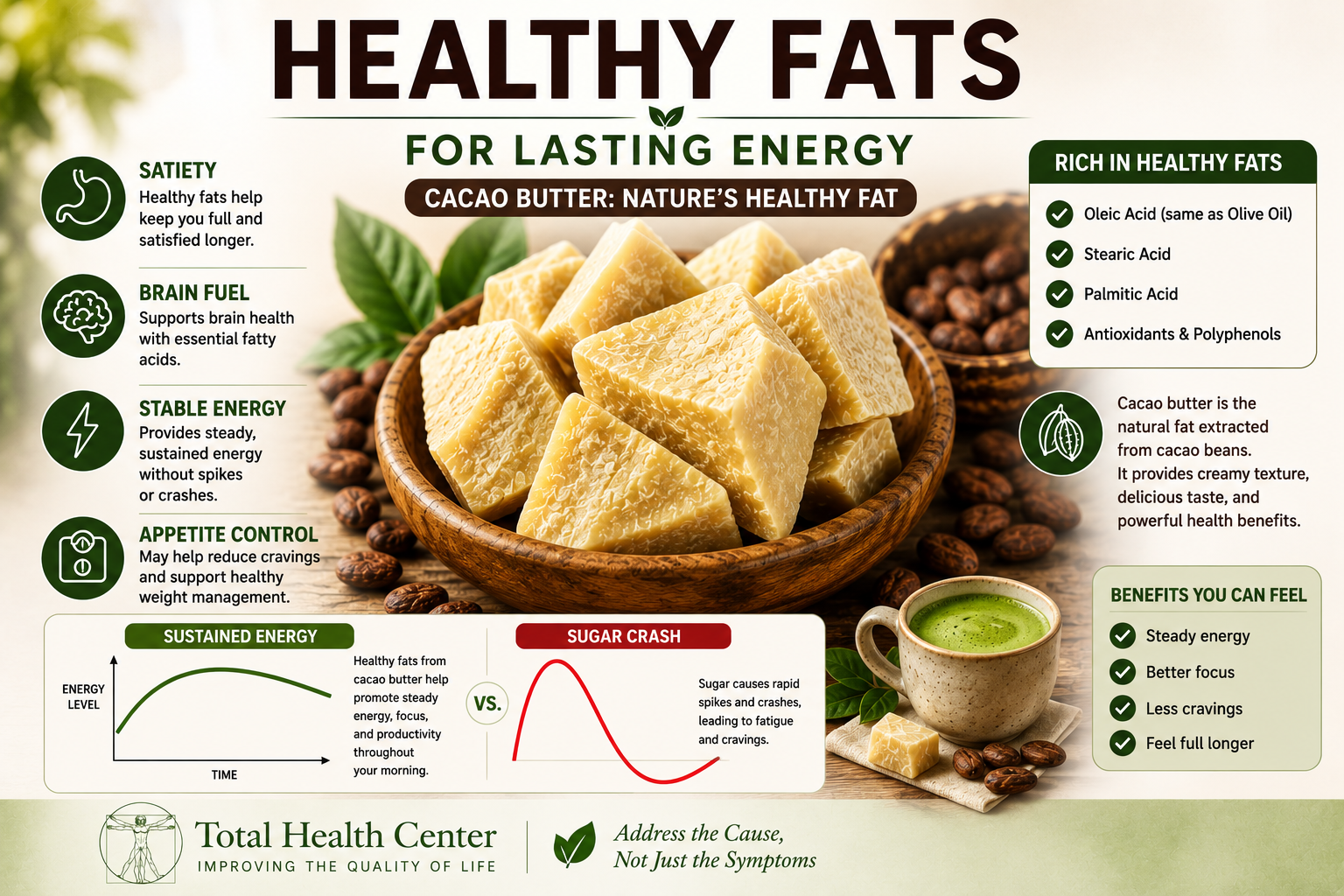 Cacao butter healthy fats supporting sustained energy appetite control and metabolic health
