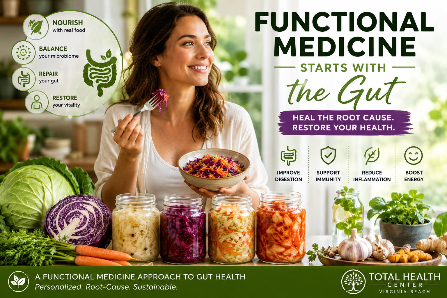 Functional medicine approach to gut health using fermented foods and nutrition