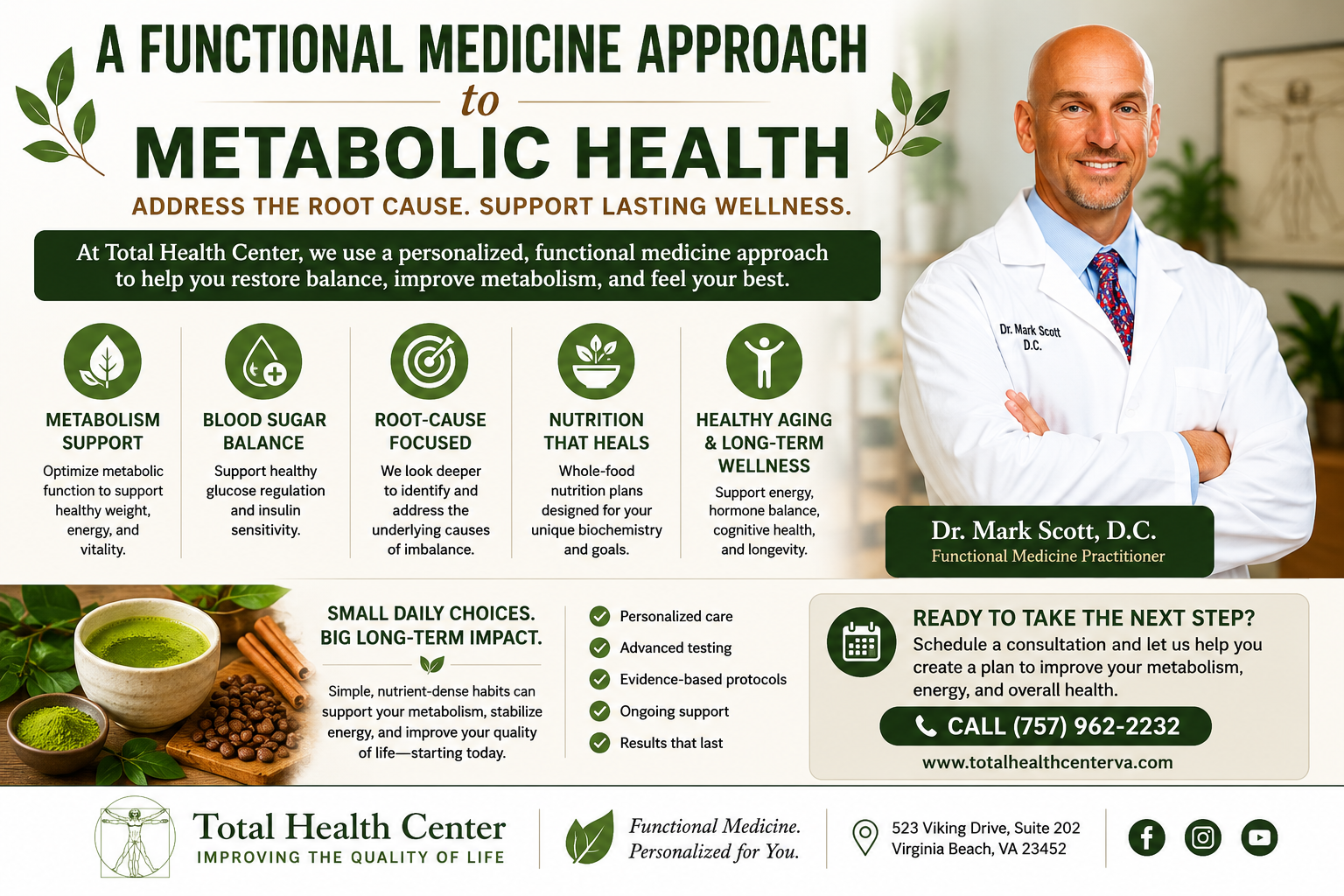 Dr Mark Scott explaining a functional medicine approach to metabolism blood sugar balance healthy aging and long term wellness