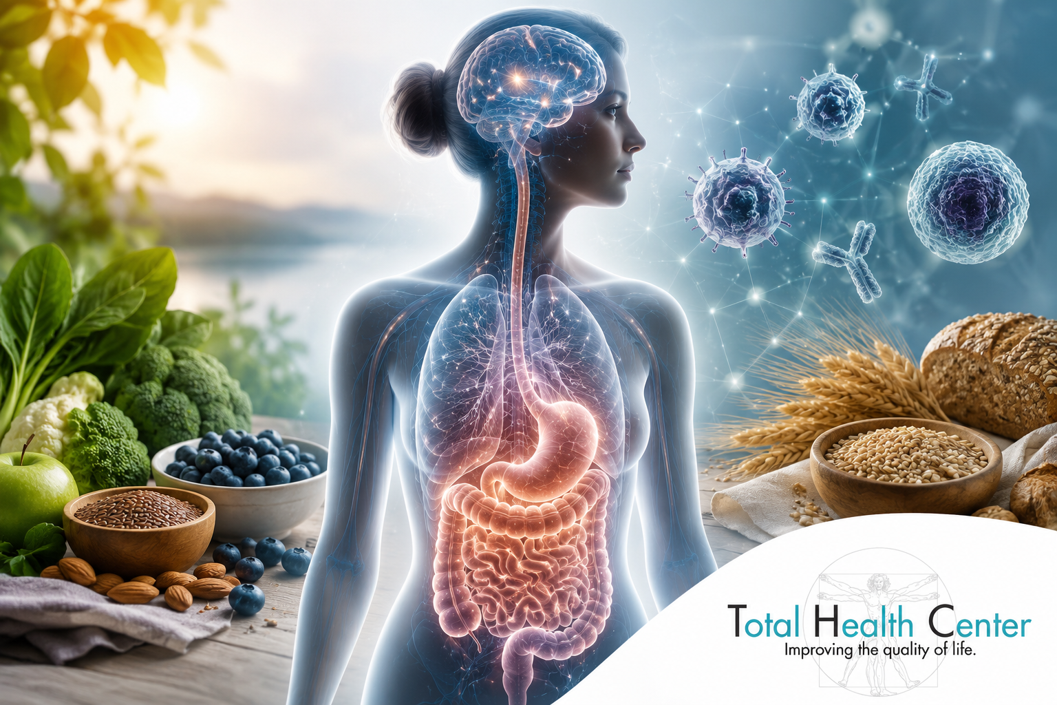 Gluten University featured image showing gut health brain function immune system and nutrition education by Dr Scott at Total Health Center