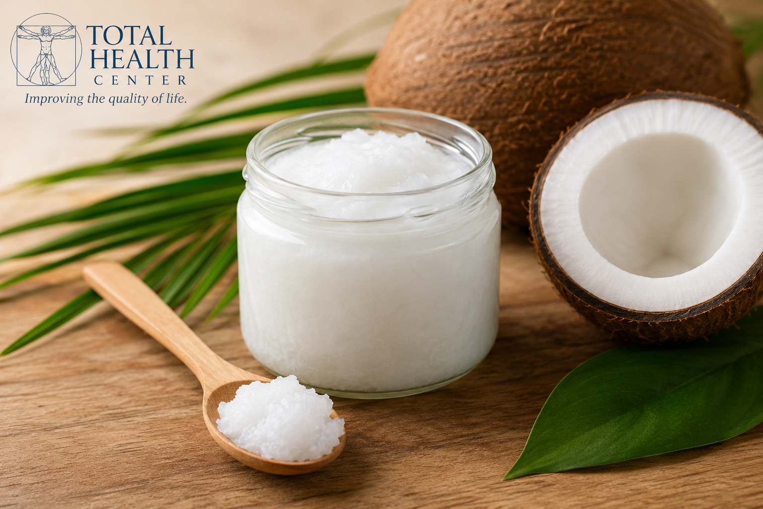Jar of coconut oil used for oil pulling, an Ayurvedic practice that may support oral health, gum health, and the oral microbiome.